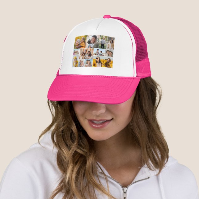 Create Your Own 12 Photo Collage Trucker Hat (In Situ)