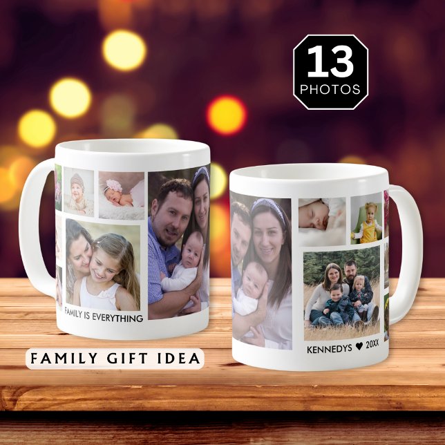 Create Your Own 13 Family Photo Collage White Coffee Mug (Creator Uploaded)