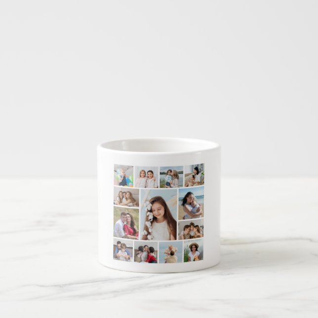 Create Your Own 13 Photo Collage Espresso Cup (Front)