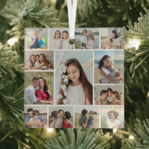 Create Your Own 13 Photo Collage Glass Tree Decoration