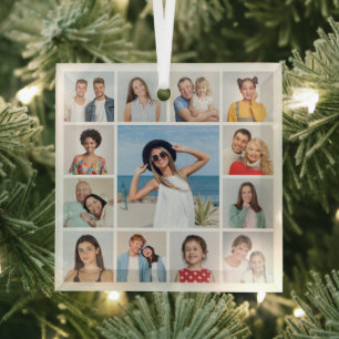 Create Your Own 13 Photo Collage Glass Tree Decoration