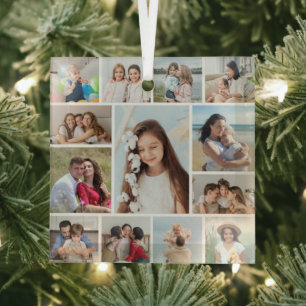 Create Your Own 13 Photo Collage Glass Tree Decoration