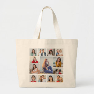 Create Your Own 13 Photo Collage Large Tote Bag