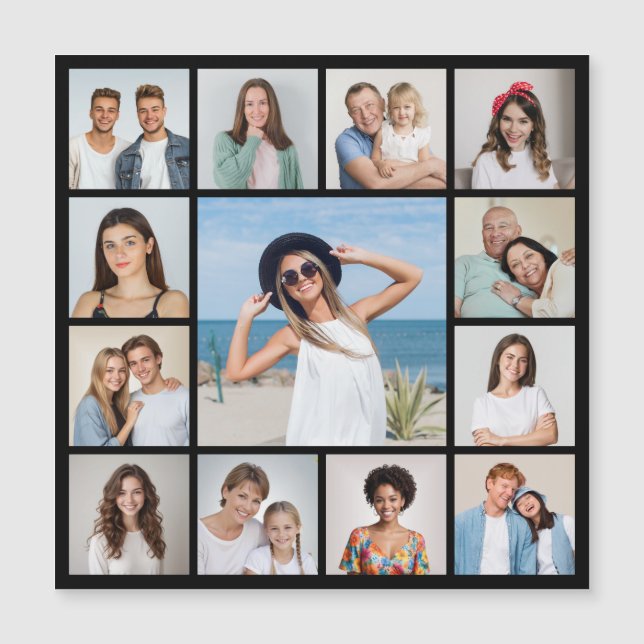 Create Your Own 13 Photo Collage Magnetic Card (Front)