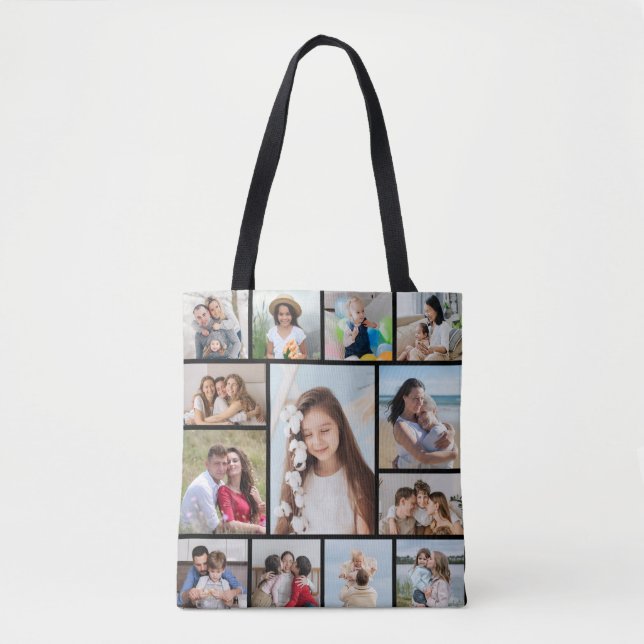 Create Your Own 13 Photo Collage Tote Bag (Front)