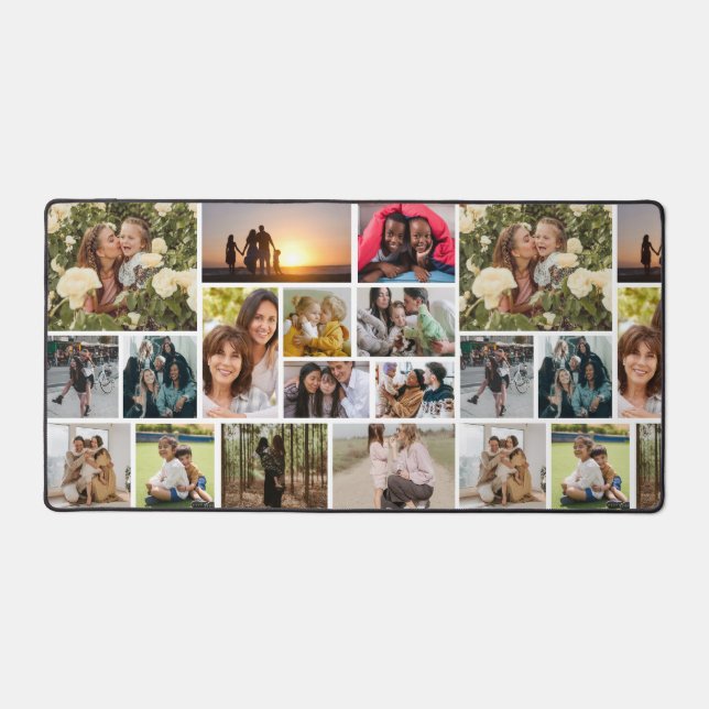Create Your Own 14 Photo Collage Photo Block Desk Mat (Front)