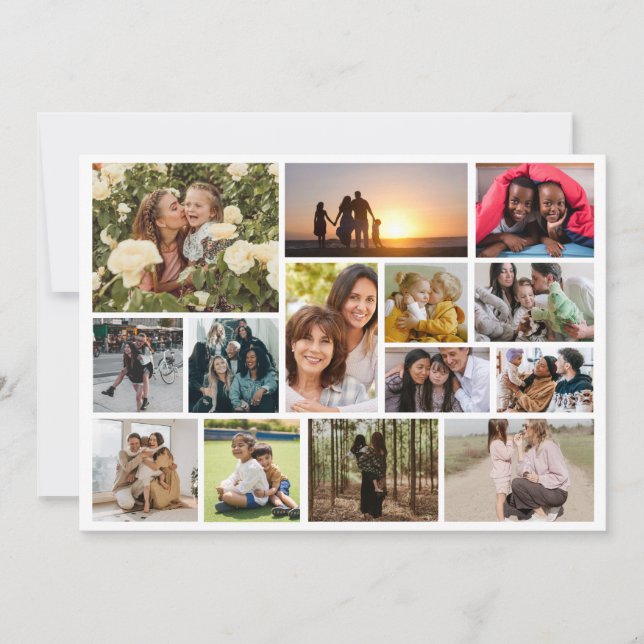 Create Your Own 14 Photo Collage Photo Block Holiday Card (Front)