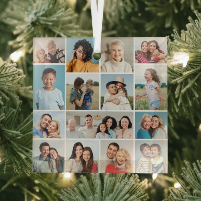 Create Your Own 15 Photo Collage Glass Tree Decoration (Insitu)