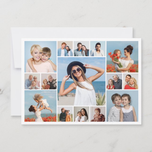 Create Your Own 15 Photo Collage Greeting Card (Front)