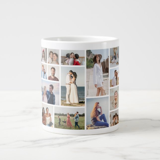 Create Your Own 15 Photo Collage Large Coffee Mug (Front)
