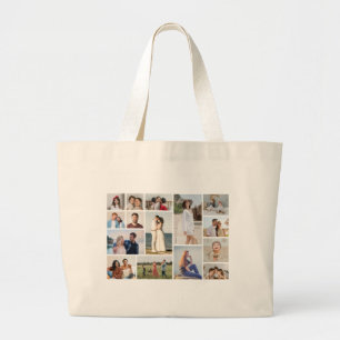 Create Your Own 15 Photo Collage Large Tote Bag