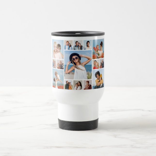 Create Your Own 15 Photo Collage  Travel Mug (Center)