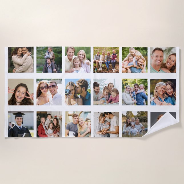 Create your Own 16 Photo Collage  Beach Towel (Front)