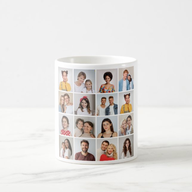 Create Your Own 16 Photo Collage Coffee Mug (Center)