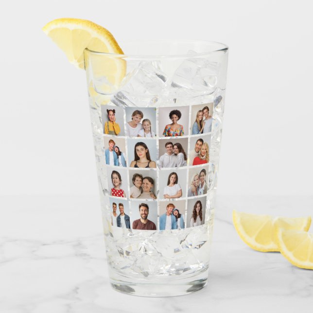 Create Your Own 16 Photo Collage Glass (Front Ice)