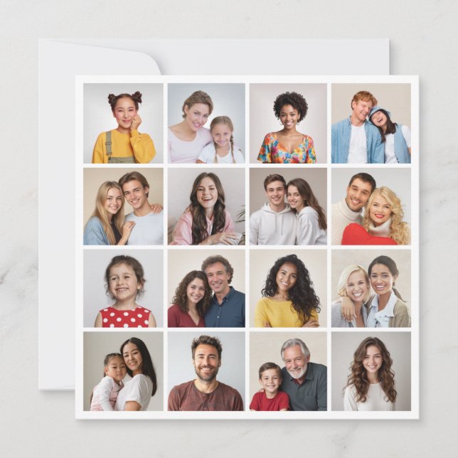 Create Your Own 16 Photo Collage Greeting Card (Front)