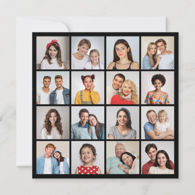 Create Your Own 16 Photo Collage Greeting Card (Front)