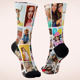 Create Your Own 16 Photo Collage Memory Gift Socks