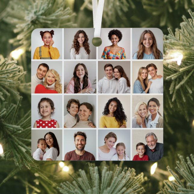 Create Your Own 16 Photo Collage Metal Tree Decoration (Insitu)