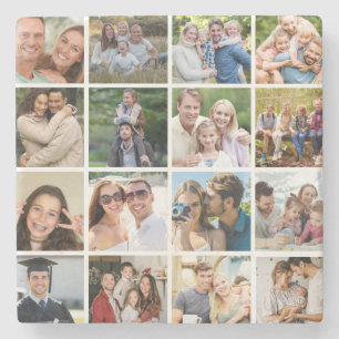 Create your Own 16 Photo Collage Stone Coaster