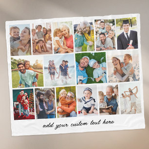Create Your Own 16 Photo Collage White Fleece Blanket