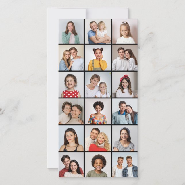 Create Your Own 18 Photo Collage Editable Colour   Card (Front)