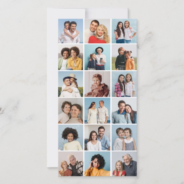 Create Your Own 18 Photo Collage Editable Colour   Card (Front)