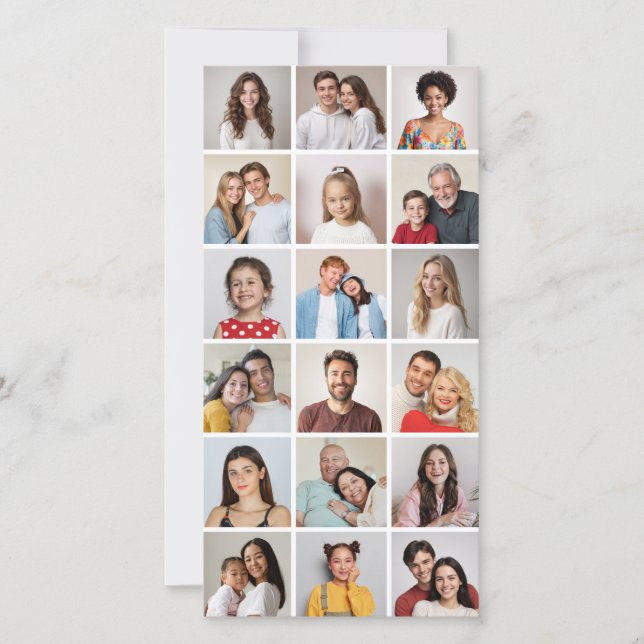 Create Your Own 18 Photo Collage Editable Colour Holiday Card (Front)