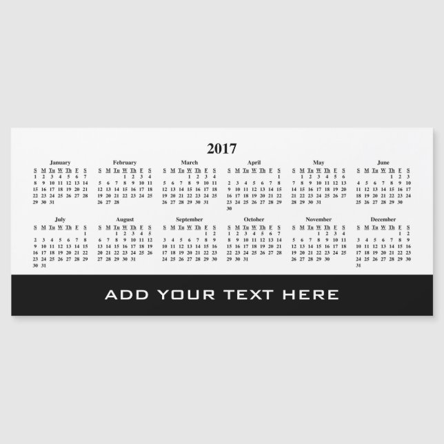 Create Your Own 2017 Custom Calendar Magnetic Card (Front)