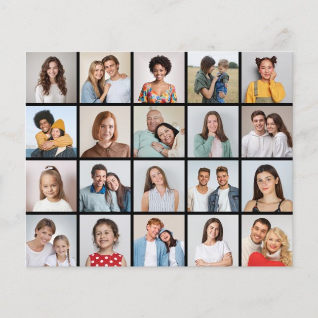 Create Your Own 20 Photo Collage Paper Sheet/Card (Front)