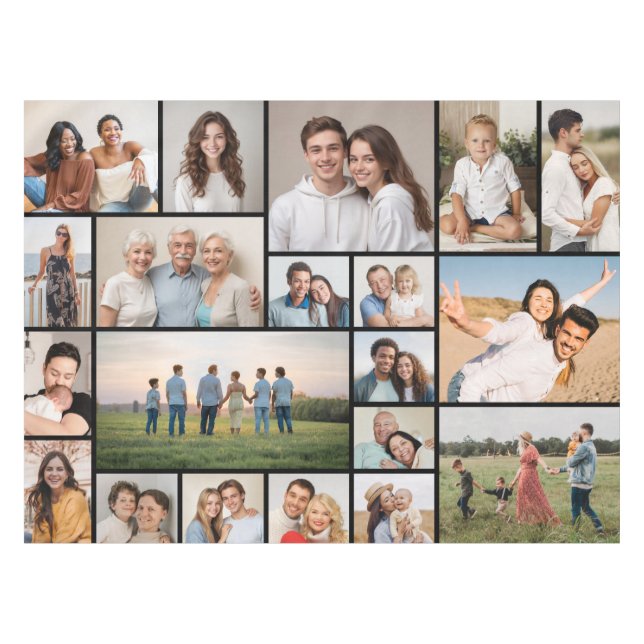 Create Your Own 20 Photo Collage Tablecloth (Front (Horizontal))