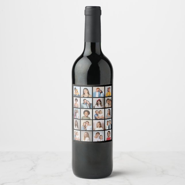 Create Your Own 20 Photo Collage Wine Label (Front)