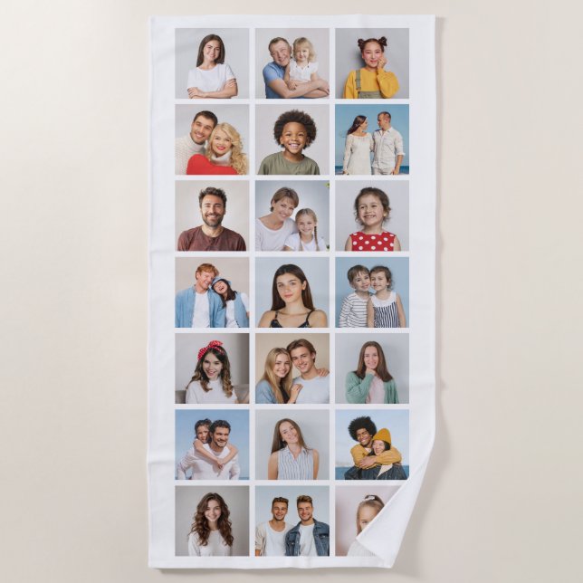 Create Your Own 21 Photo Collage  Beach Towel (Front)