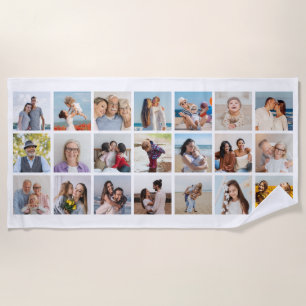 Create Your Own 21 Photo Collage Editable Colour Beach Towel