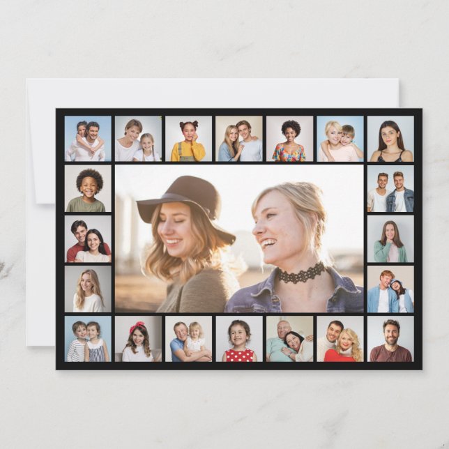 Create Your Own 21 Photo Collage Editable Colour Card (Front)