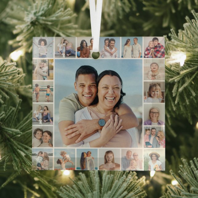 Create Your Own 21 Photo Collage Glass Tree Decoration (Insitu)