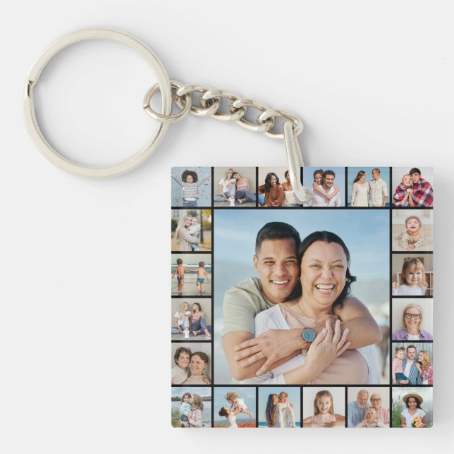 Create Your Own 21 Photo Collage Key Ring (Front)