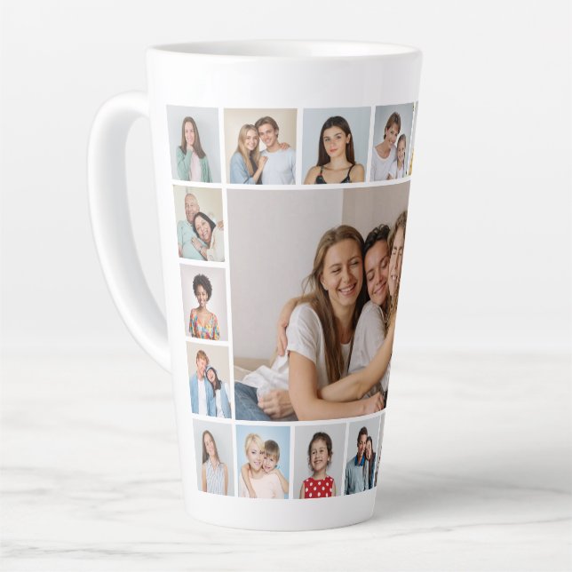Create Your Own 21 Photo Collage Latte Mug (Left Angle)