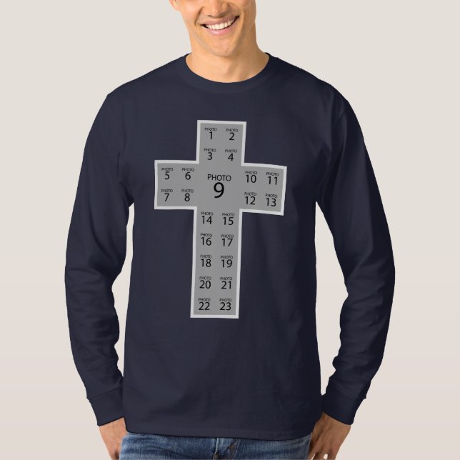 Create your own 23 photo collage  Christian cross T-Shirt (Front)