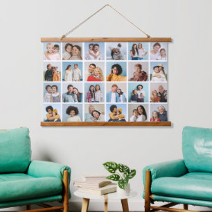Create Your Own 24 Photo Collage Editable Colour Hanging Tapestry