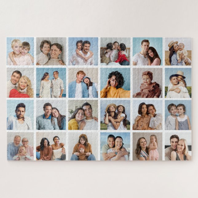 Create Your Own 24 Photo Collage Editable Colour Jigsaw Puzzle (Horizontal)
