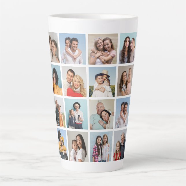 Create Your Own 24 Photo Collage Latte Mug (Front)
