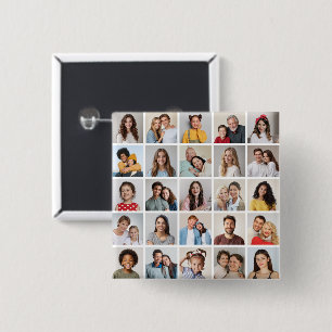 Create Your Own 25 Photo Collage 15 Cm Square Badge