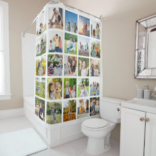 Create Your Own 25 Photo Collage Editable Shower Curtain