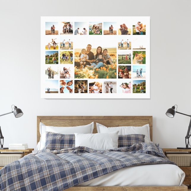 Create Your Own 27 Photo Collage Canvas Print (Insitu(Bedroom))