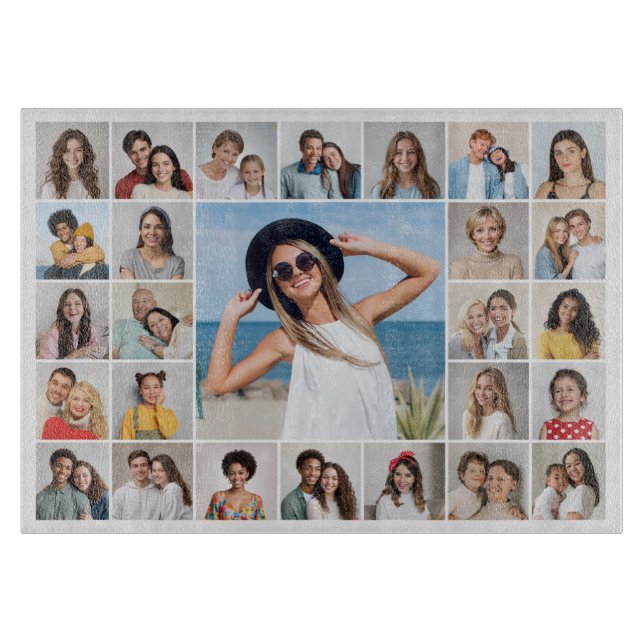 Create Your Own 27 Photo Collage Cutting Board (Front)