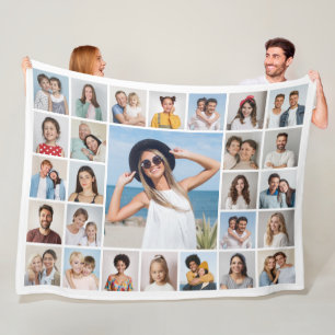 Create Your Own 27 Photo Collage Fleece Blanket