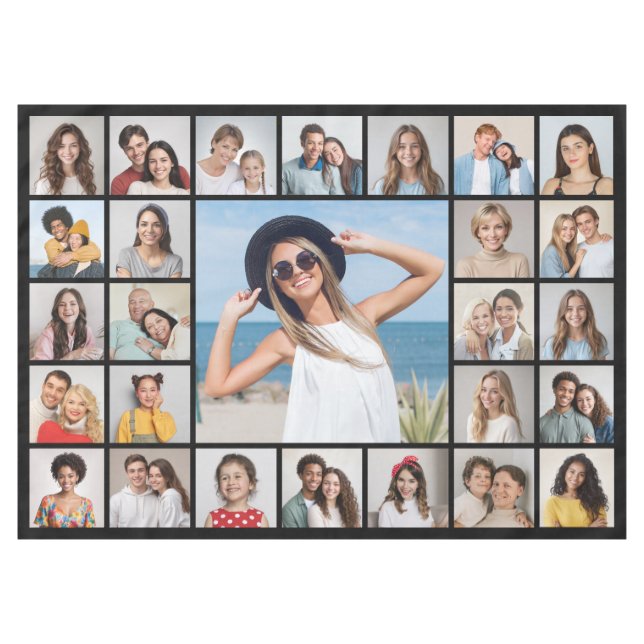 Create Your Own 27 Photo Collage Tablecloth (Front (Horizontal))
