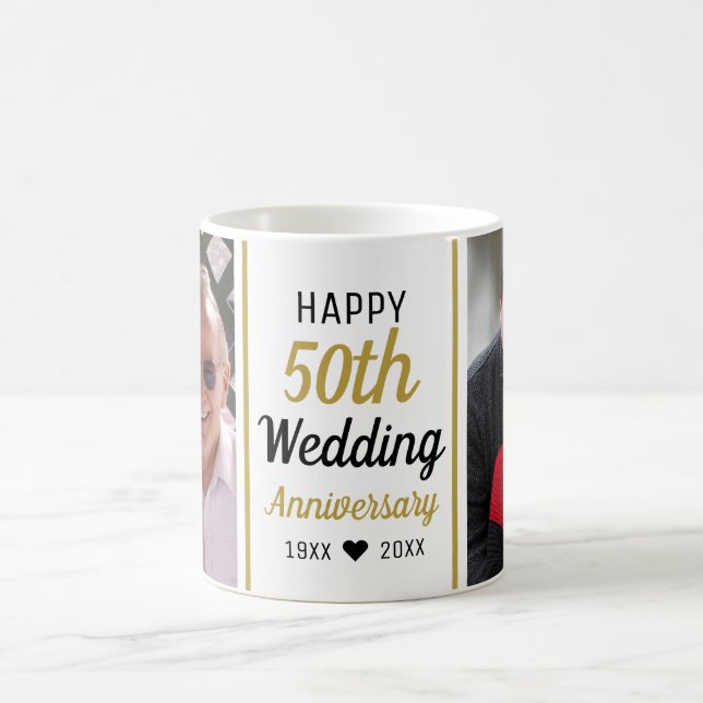 Create Your Own 2 Photo 50th Wedding Anniversary Coffee Mug (Center)