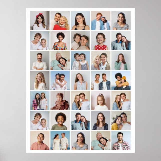 Create Your Own 35 Photo Collage Editable Colour Poster (Front)